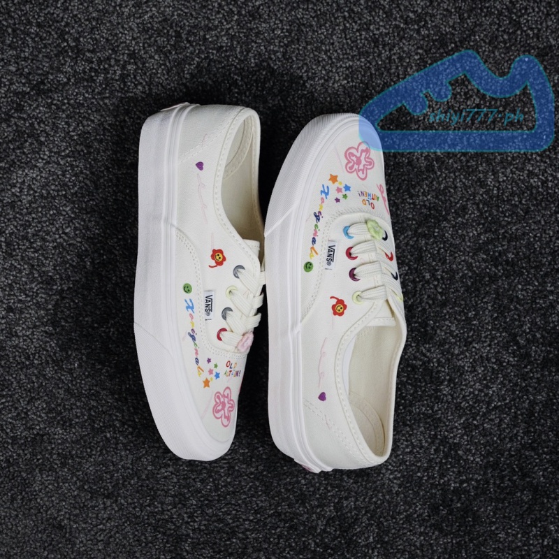 Vans Giày Thể Thao Trắng Thêu Họa Tiết graffiti Độc Đáo Thời Trang