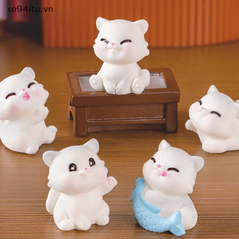 Xoitu Tượng Mèo Trắng Hoạt Hình Mini Dễ Thương Trang Trí Tiểu Cảnh diy vn