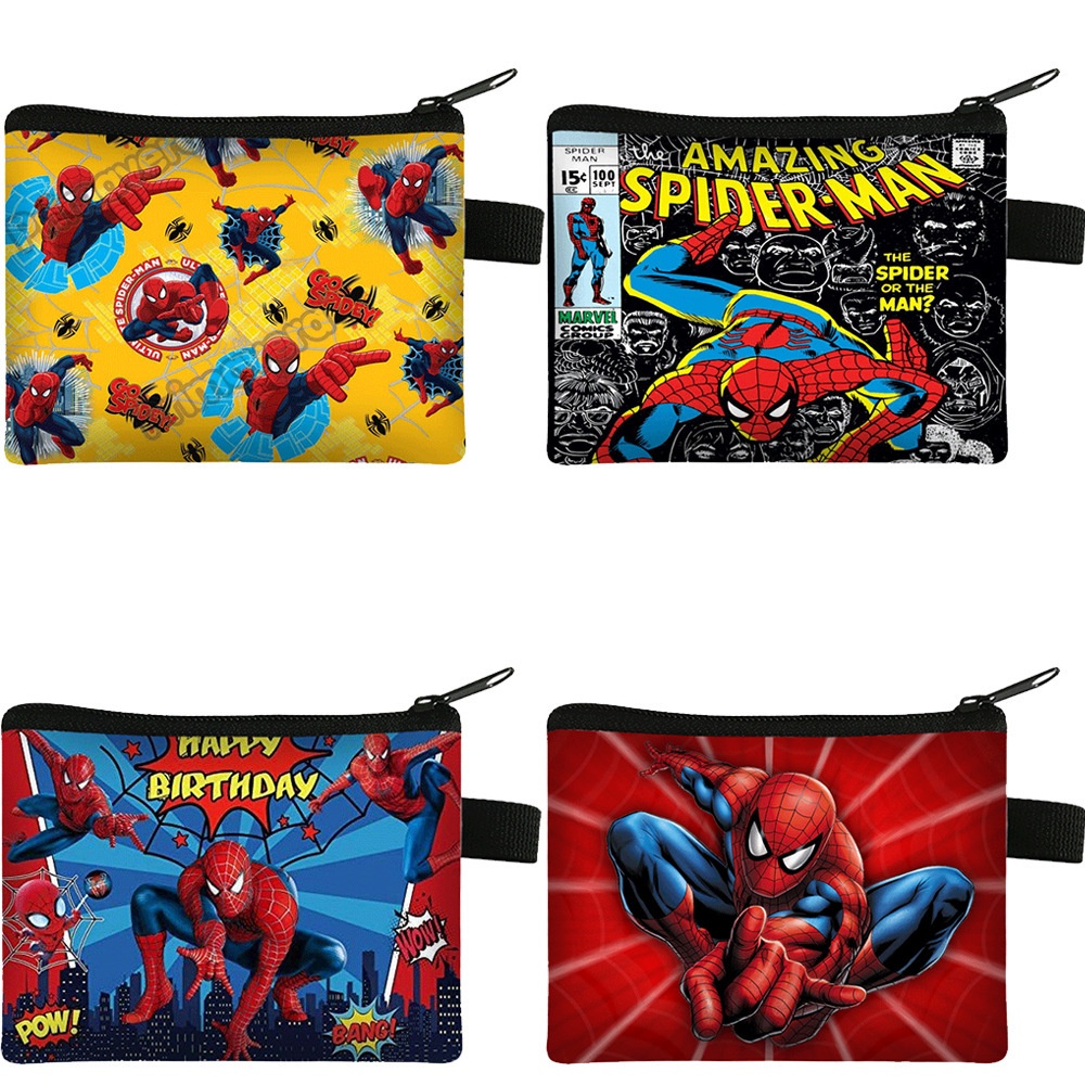 Ví Đựng Tiền Xu Có Khóa Kéo Họa Tiết spider man Xinh Xắn