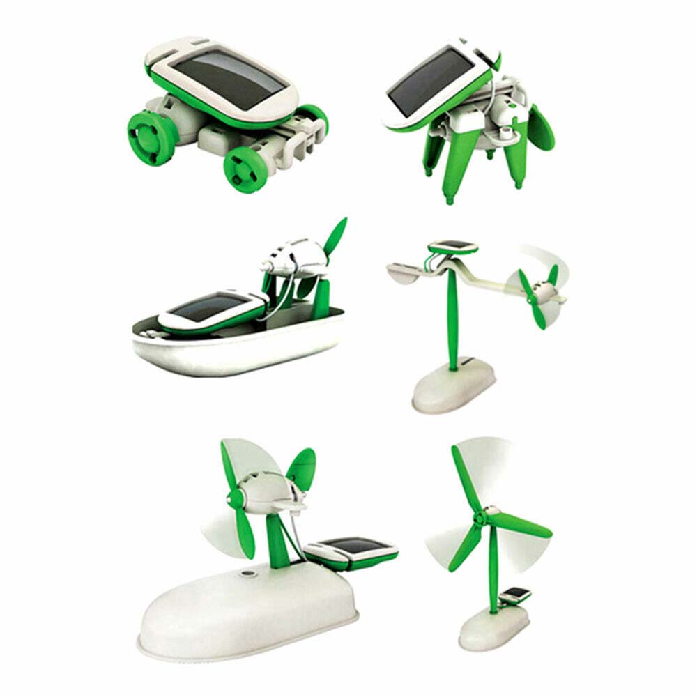 6 in 1 Solar DIY Educational Kit Toy Boat Fan Car Robot Windmill Puppy