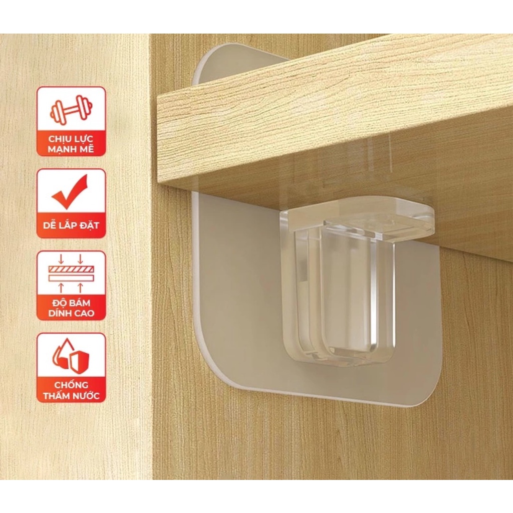 PVN61609 Miếng Dán Chốt Đỡ Kệ Gỗ, Ke Chữ L miếng dán Siêu Dính