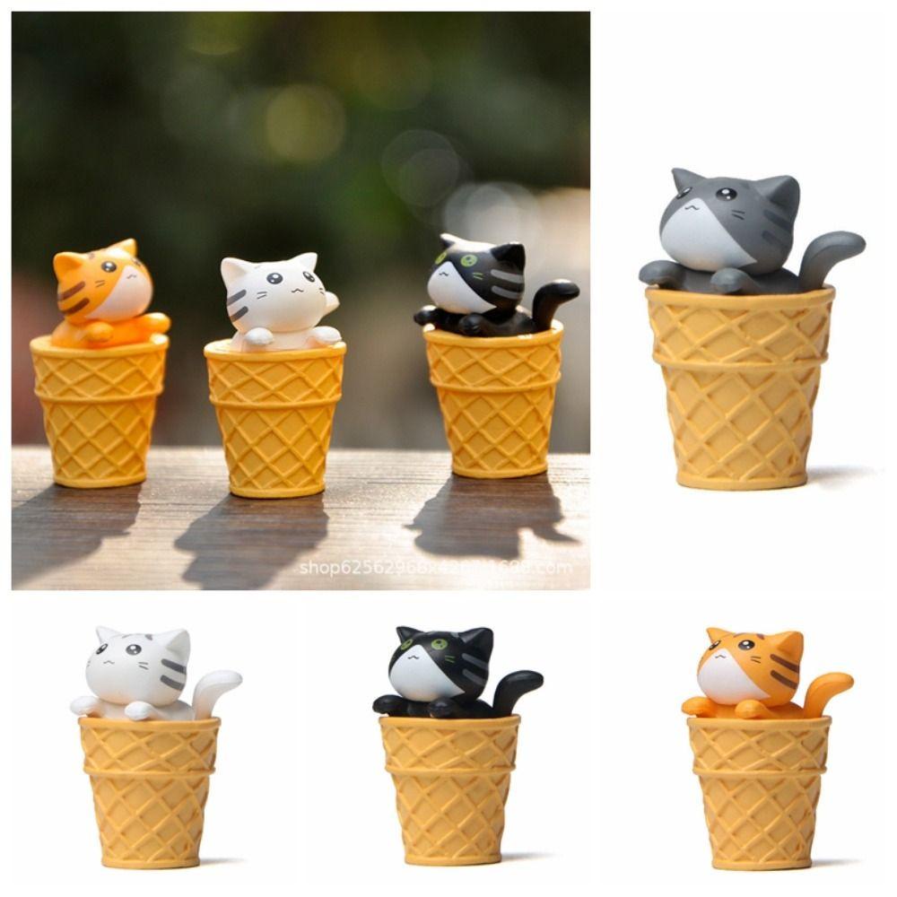 Adames Tượng Mèo Ăn Kem mini Trang Trí Xe Hơi