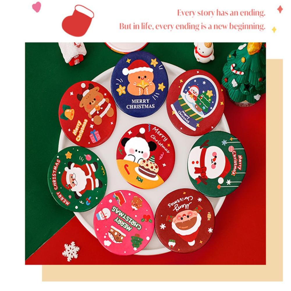 Hchc Gương Trang Điểm mini Cầm Tay Bỏ Túi Hình Ông Già Noel