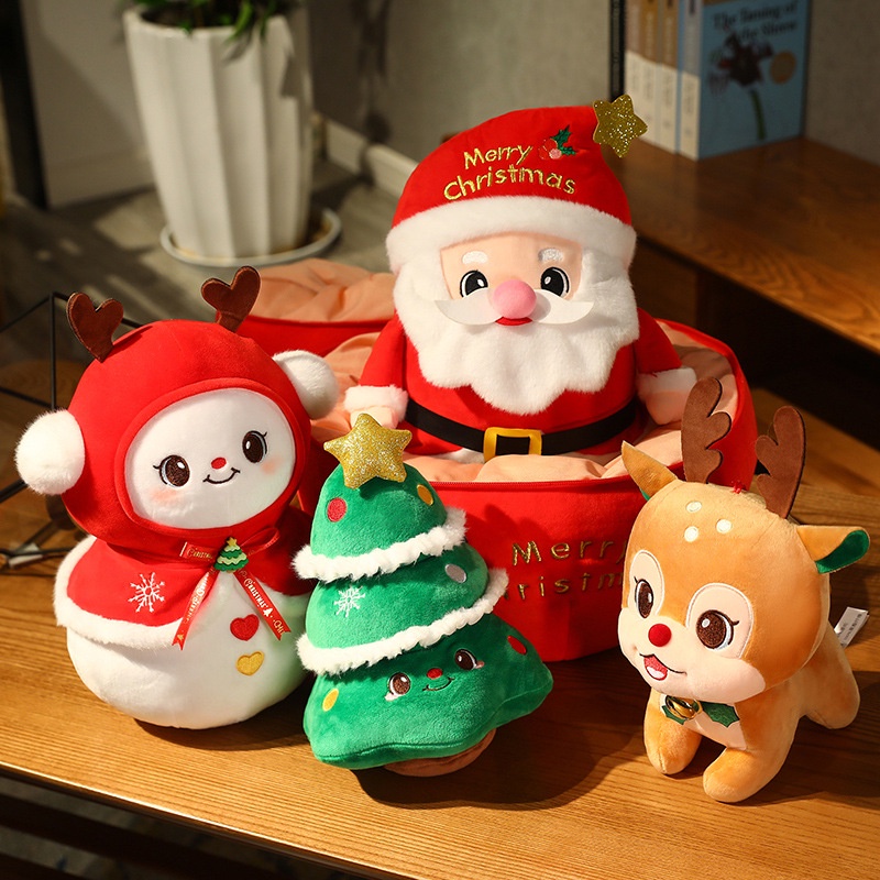 Búp Bê Nhồi Bông Hình Ông Già Noel / Nai Sừng Tấm Dễ Thương ere1