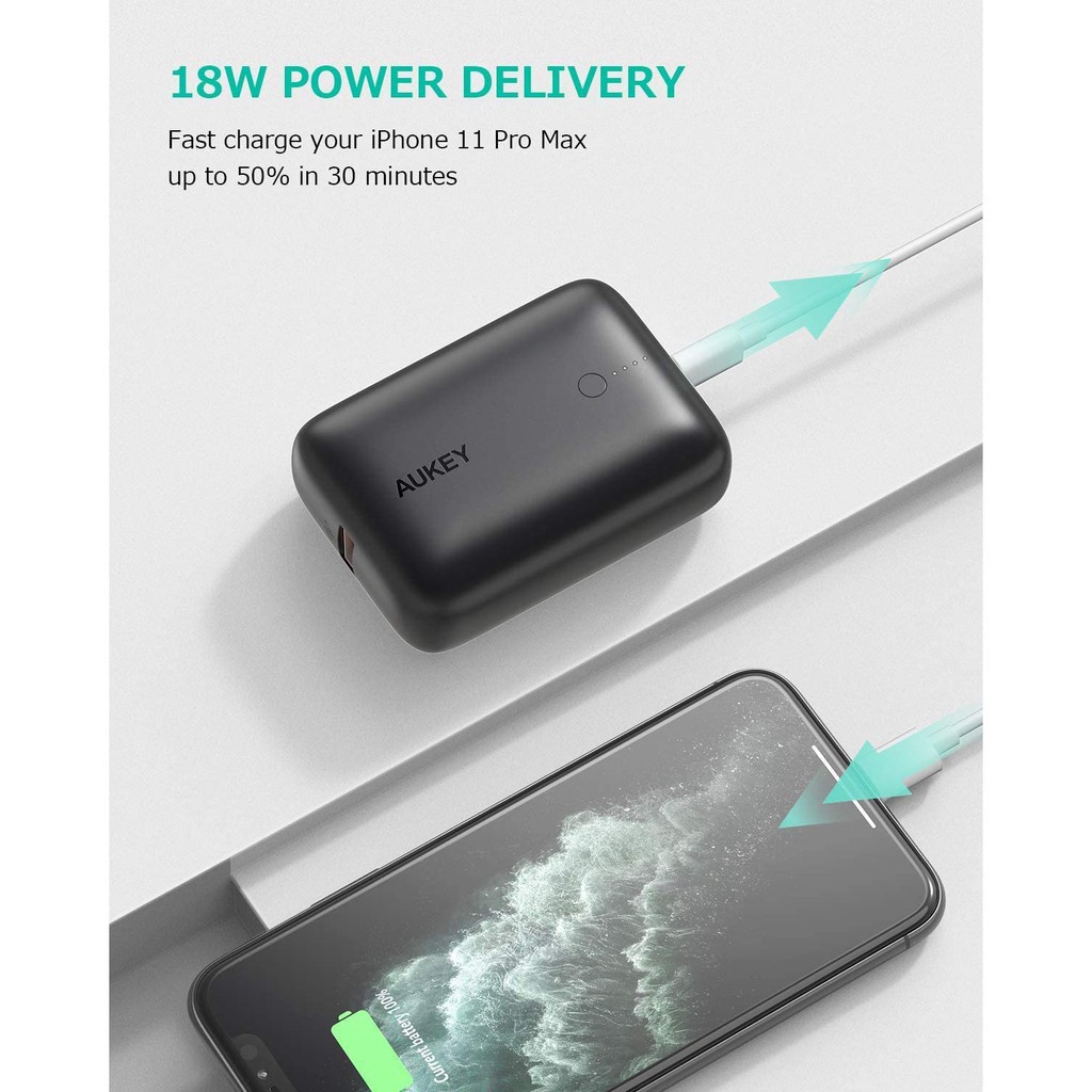 Pin sạc dự phòng AUKEY 10000mAh TypeC 20w & Quickcharge  3.0 PB-N83S - hàng chính hãng- abshop365