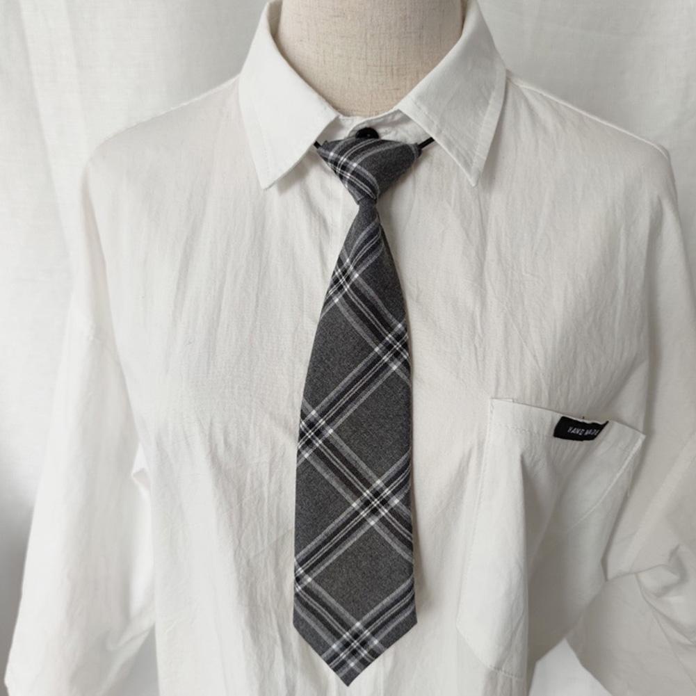 Thời Trang Cà Vạt Đồng Phục Chất Liệu Cao Su Họa Tiết Sọc Caro jk x0j1