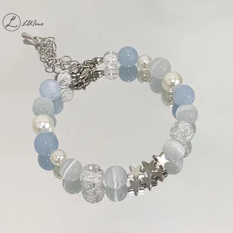 Luimo Vòng Tay Chuỗi Hạt Thủy Tinh Nhiều Màu Mặt Hình Bướm Thời Trang Cho Nữ