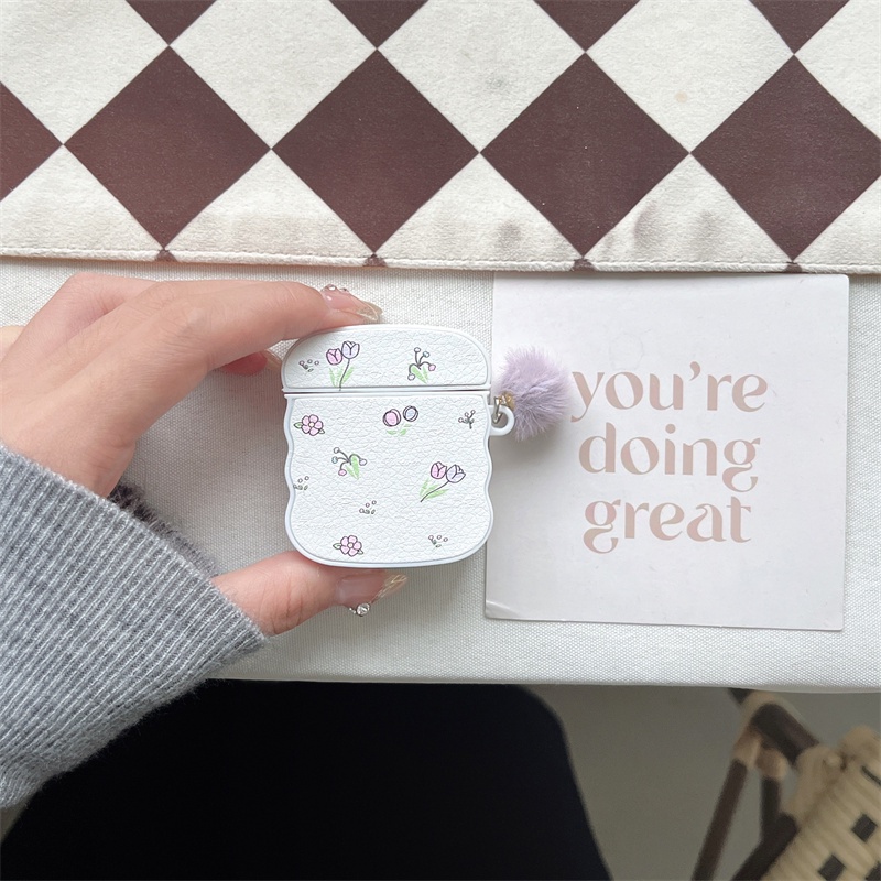 Vỏ Bảo Vệ Hộp Sạc Tai Nghe bluetooth Không Dây airpods1 / 2 3 pro pro2 air pods pro 3 Hình Hoa tulip Tím Ốp