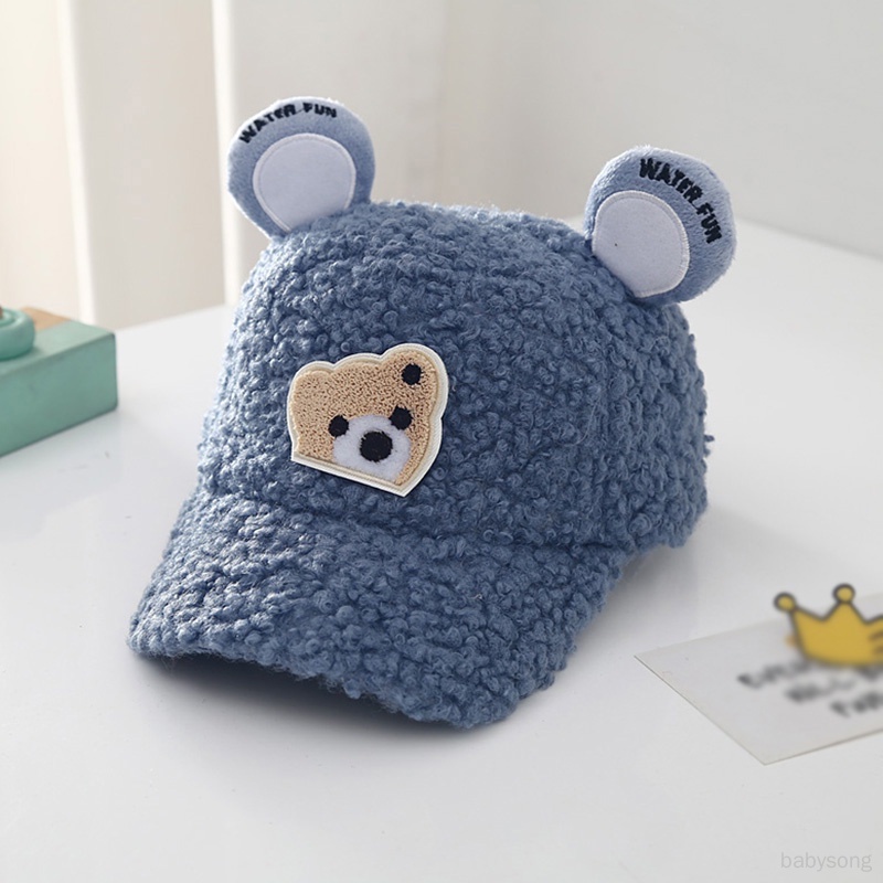 Mũ Bóng Chày Mềm Mại Thoáng Khí Thân Thiện Với Da In Hình Gấu Hoạt Hình Dễ Thương Ấm Áp Co Giãn Tốt