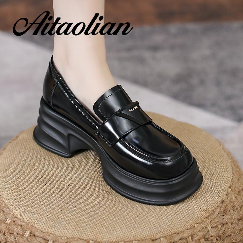 Giày Da Cao Gót 6cm Phong Cách retro Anh Quốc Cho Nữ