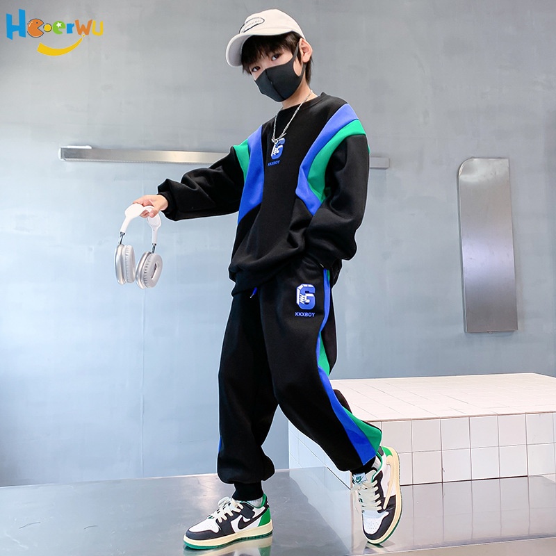 Haoerwu Set Đồ Thể Thao Hai Món Thời Trang Xuân Thu Hàn Quốc Cho Bé Trai