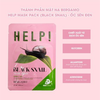 Mặt nạ dưỡng da Bergamo Help Mask Pack dưỡng ẩm căng bóng da (Miếng)