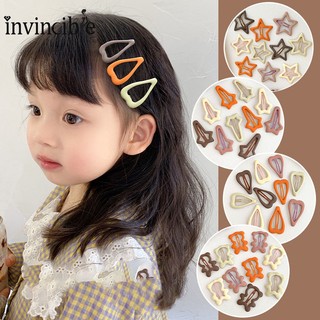 Kẹp tóc bb kim loại hình bầu dục ngôi sao màu trà sữa vintage hàn quốc đơn giản