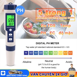  Bộ Bút Thử Nước 5 Trong 1 TDS Ph Nhiệt Độ TDS Nước Bể Cá PH Nước Uống TDS Cây Thủy Canh 