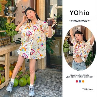 Áo Sơ Mi Tay Ngắn Dáng Rộng In Họa Tiết graffiti Kiểu Mỹ Xinh Xắn Cho Nữ