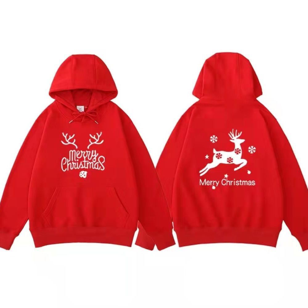 Áo Hoodie Nỉ Dáng Rộng In Hình Tuần Lộc Giáng Sinh / Năm Mới Thời Trang Cho Cặp Đôi