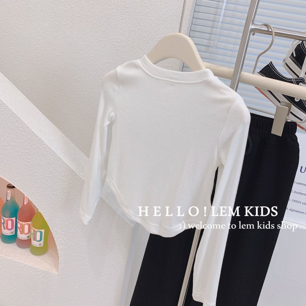 Áo Thun Tay Dài Phong Cách Hàn Quốc Cho Bé Gái 1-9 Tuổi