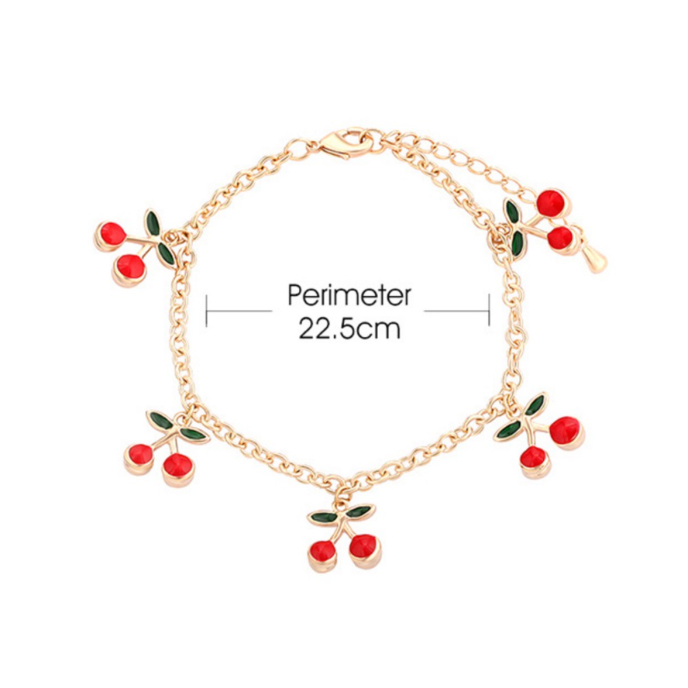 Vòng Tay Dây Xích Màu Đỏ cherry Thời Trang Cho Nữ