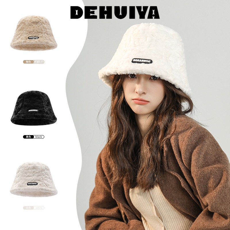 DEHUIYA Mũ lông cừu mũ len mũ mùa đông Thời Trang mũ lưỡi trai Hàn Quốc AMZ23B0FZK 46Z231115