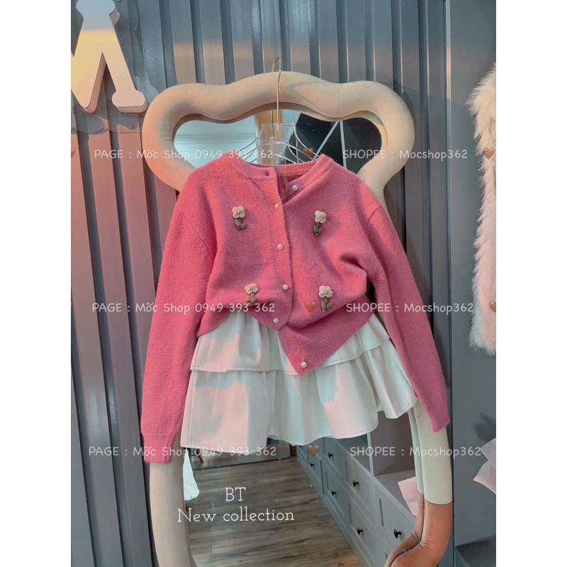 Áo candigan len nơ