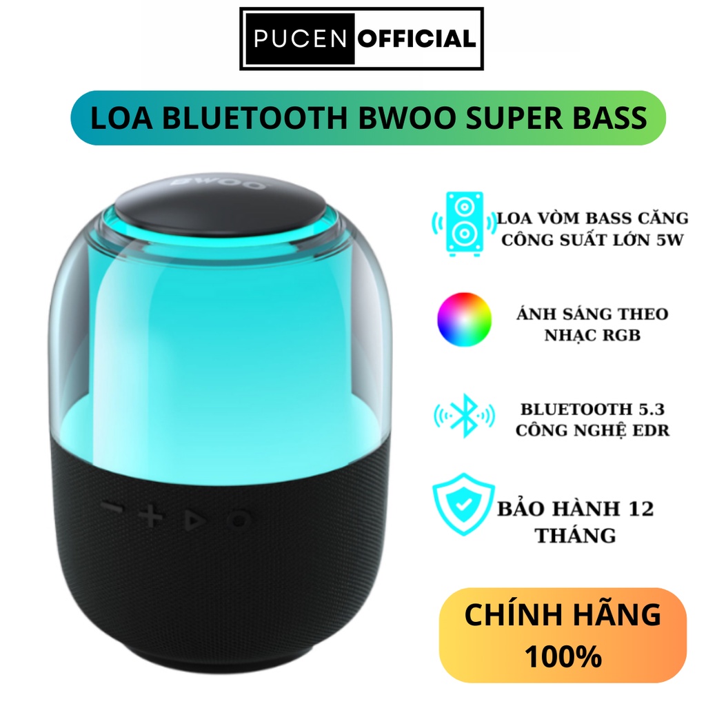 Loa bluetooth BWOO BS82 Super Bass chống nước IPX6 Dùng Cho Mọi Thiết Bị BH 12 Tháng PUCEN