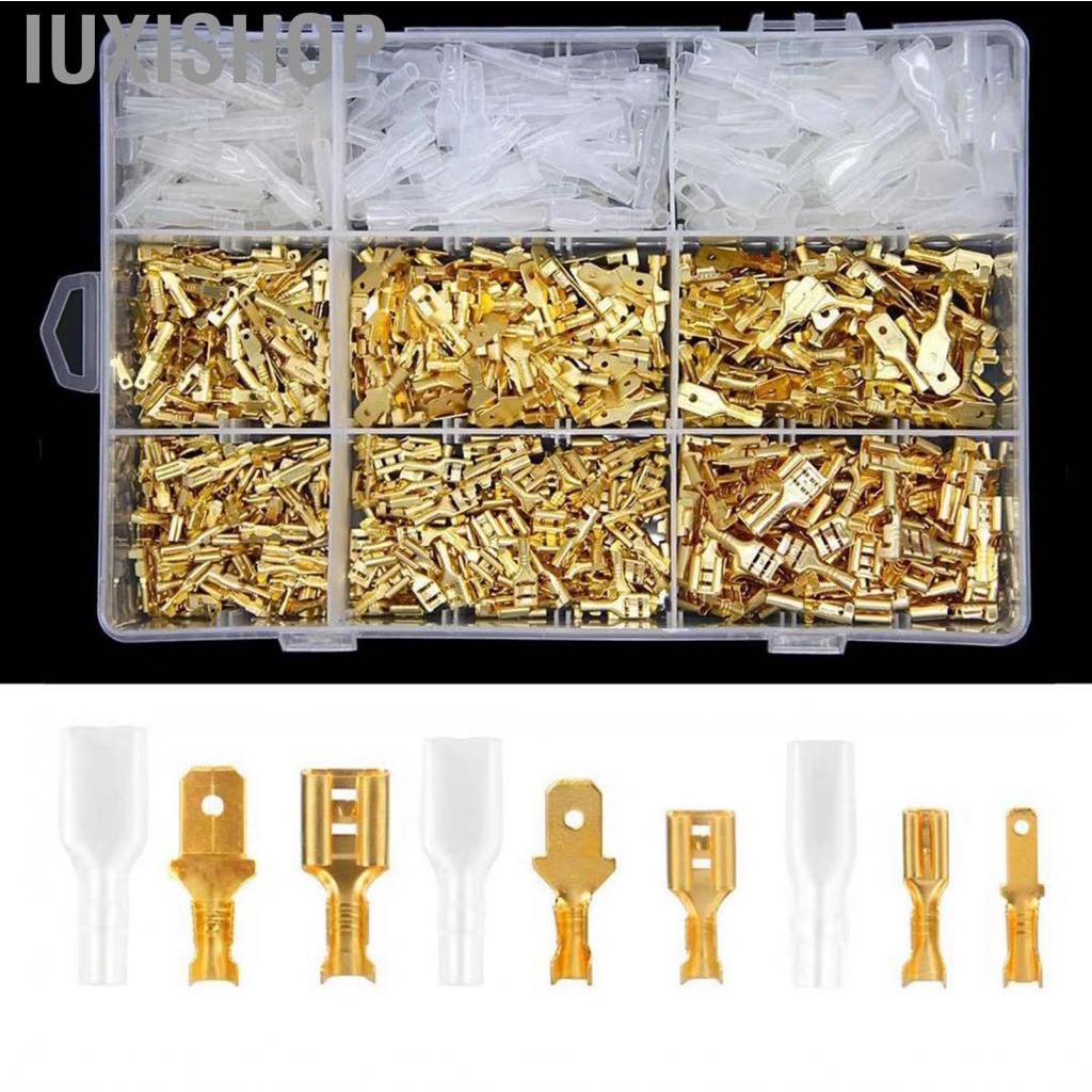 Iuxishop Yellow Crimp Terminal Block Set Transparent Protection Cover Male Female Docking Connector Kit 2.8 4.8 6.3