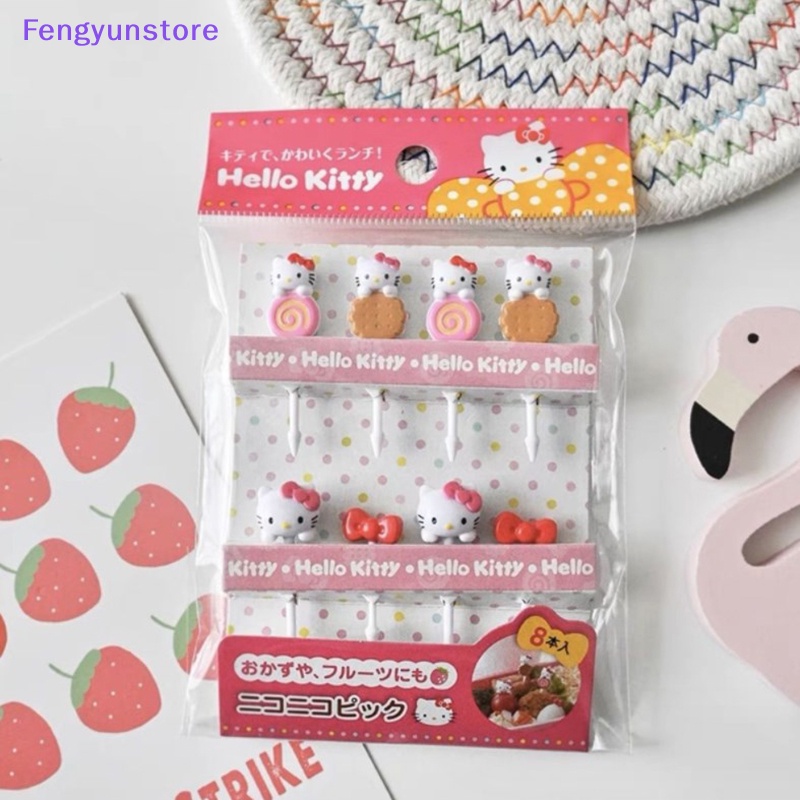 SANRIO Bộ Nĩa Ăn Trái Cây Bằng Nhựa Hình hello Kitty Đáng Yêu