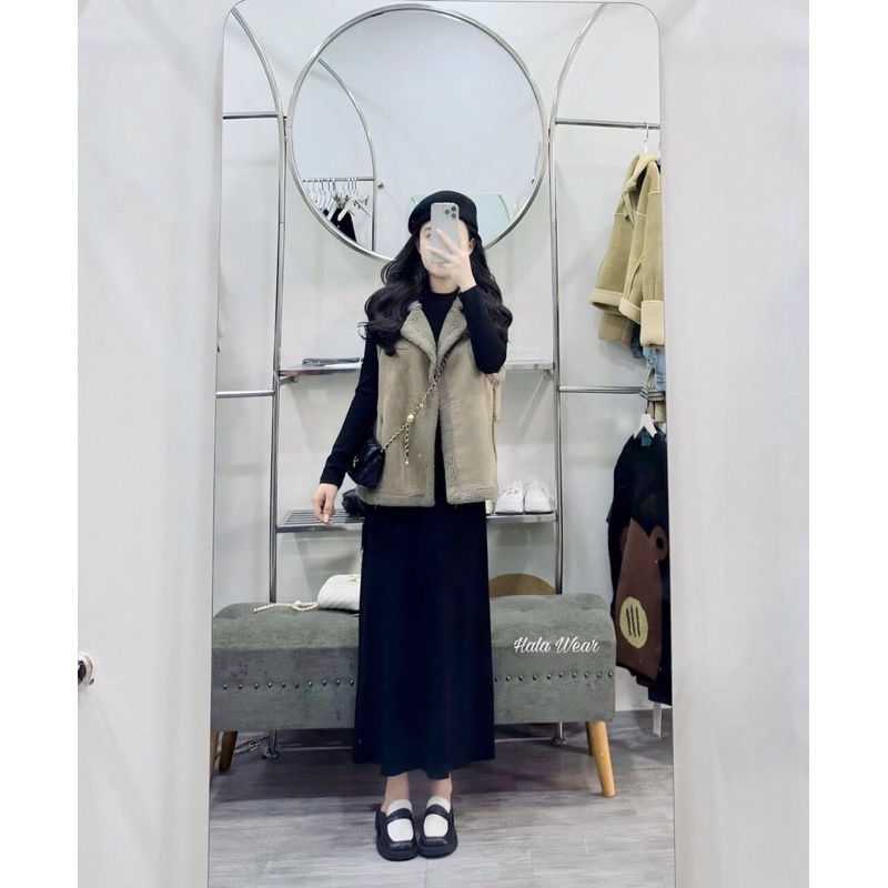 Áo gile da lộn lông