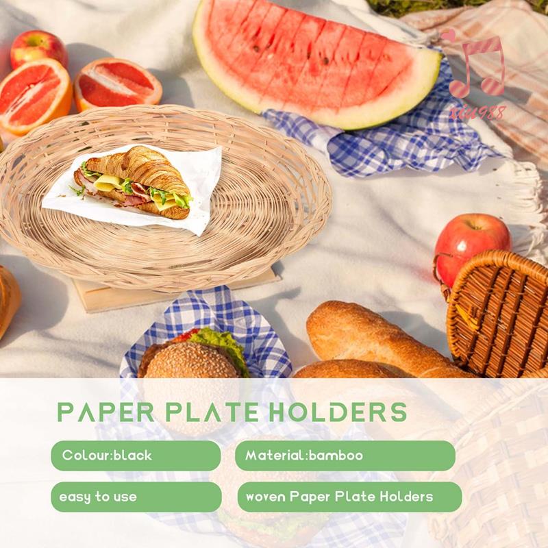 Giá Đỡ Đĩa Giấy Bằng Tre Hình Tròn 10 inch Có Thể Tái Sử Dụng Tiện Lợi Dành Cho Tiệc Dã Ngoại xiu988