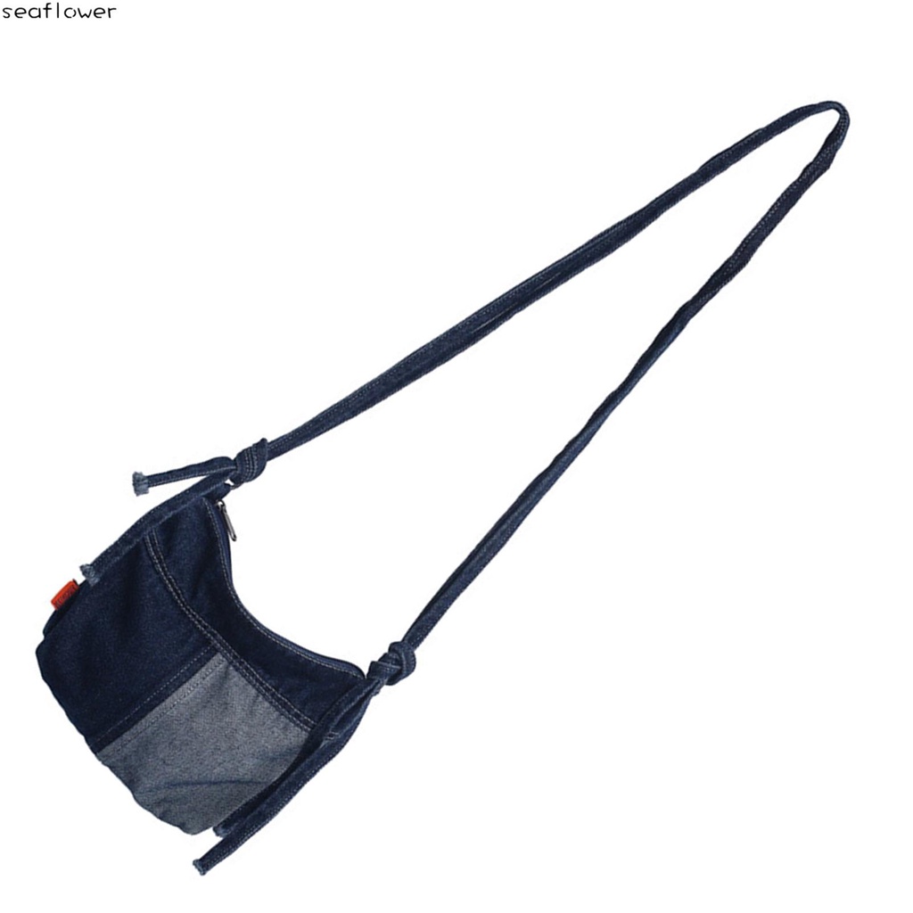Túi Đeo Chéo Vải denim Mềm Màu Xanh Dương Có Dây Đeo Thời Trang Cho Nữ