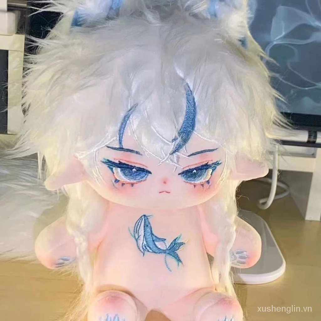 New cold-tracing white wool cotton doll 20cm boy's magnetic tail high temperature silk plait handsome ins style doll gift