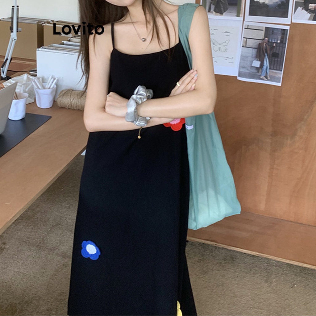 Lovito Váy thêu trơn thông thường cho nữ LNA25025