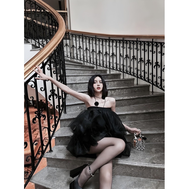 Hot 2023 319 -  Áo babydoll voan phồng 2 tầng Trâm Anh Boutique chất liệu voan xốp, sang chảnh