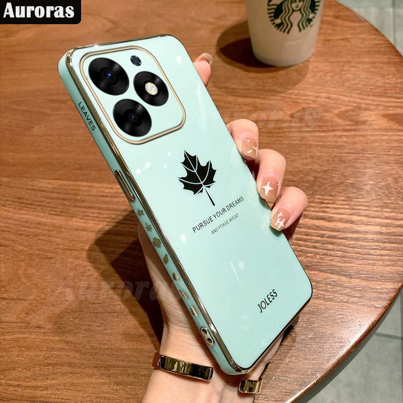 Ốp Điện Thoại Mạ Điện Hình Lá Phong Cho tecno spark 20c 20 go 2024 tecno spark go 2024 20c 20