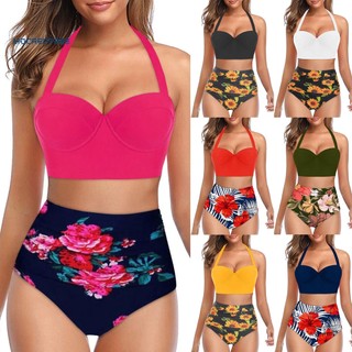 Bộ đồ bơi bikini hai mảnh họa tiết hoa hướng dương có mút đệm quyến rũ cho nữ