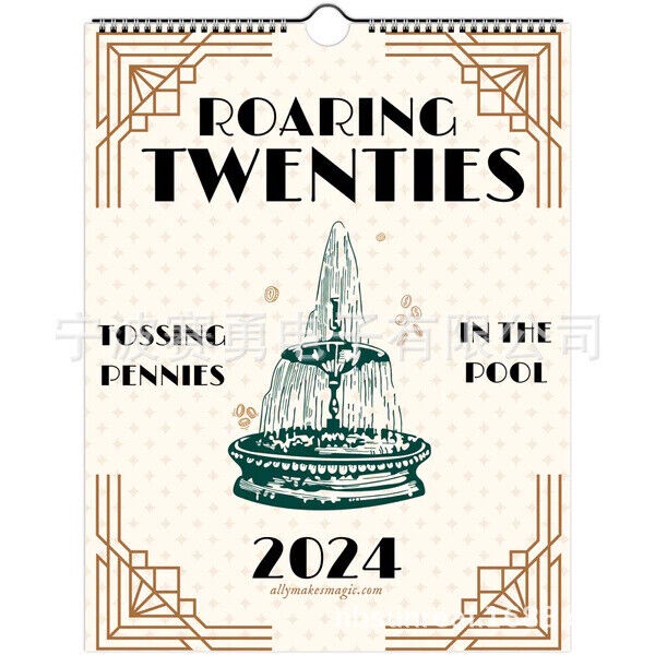 2024 Roaring Twenties Calendar, Paper Year's Gifts Wall Calendar, Creative Long-term Planning Time Planning Wall Decor 12 Monthly Calendar Planner Home Decoration