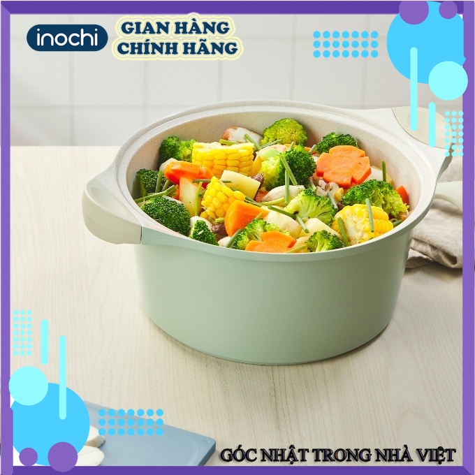 Nồi vân đá Omi Simple - 2 kích cỡ - Chính hãng inochi - Chất liệu nhôm đúc nguyên khối cao cấp