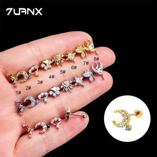 1 Bông Tai Hình Sao / Trăng / Bướm / Móng Vuốt / Gấu Bằng Thép Không Gỉ helix / Kobe / pinna
