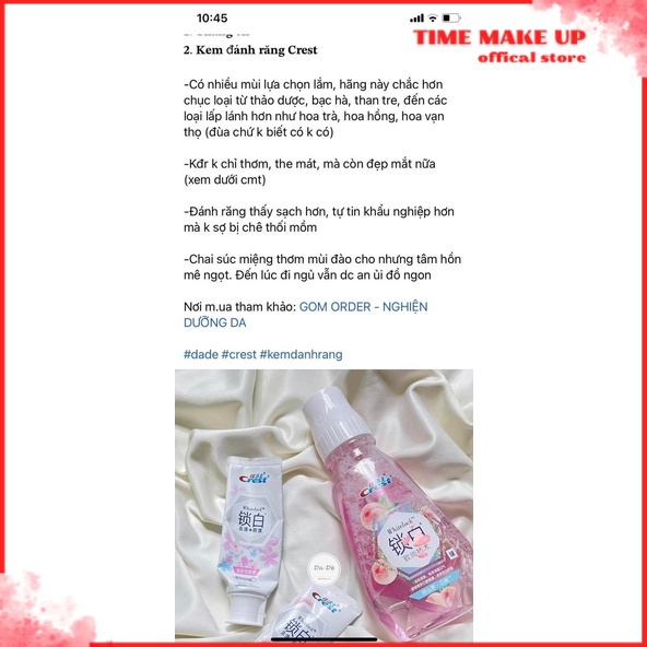 Kem đánh răng - Nước xúc miệng Crest hương quả Đào MS 1038