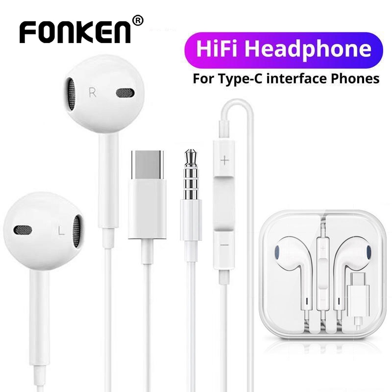 Fonken Tai Nghe Nhét Tai Jack 3.5Mm Có Micro Âm Thanh stereo Sống Động Cho samsung huawei ip