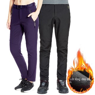 Quần Dài Leo Núi Vải Bông Dày Mềm Mại Chống Nước Chống Lạnh Giữ Ấm Mùa Đông Cho Nam Nữ