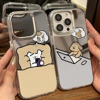ốp iphone 11/12/13/14/15 Pro Max cặp đôi cún con dễ thương gương Case For ốp lưng iphone 11,12,13,14,15,11PM,12PM,13PM,14PM,15PM