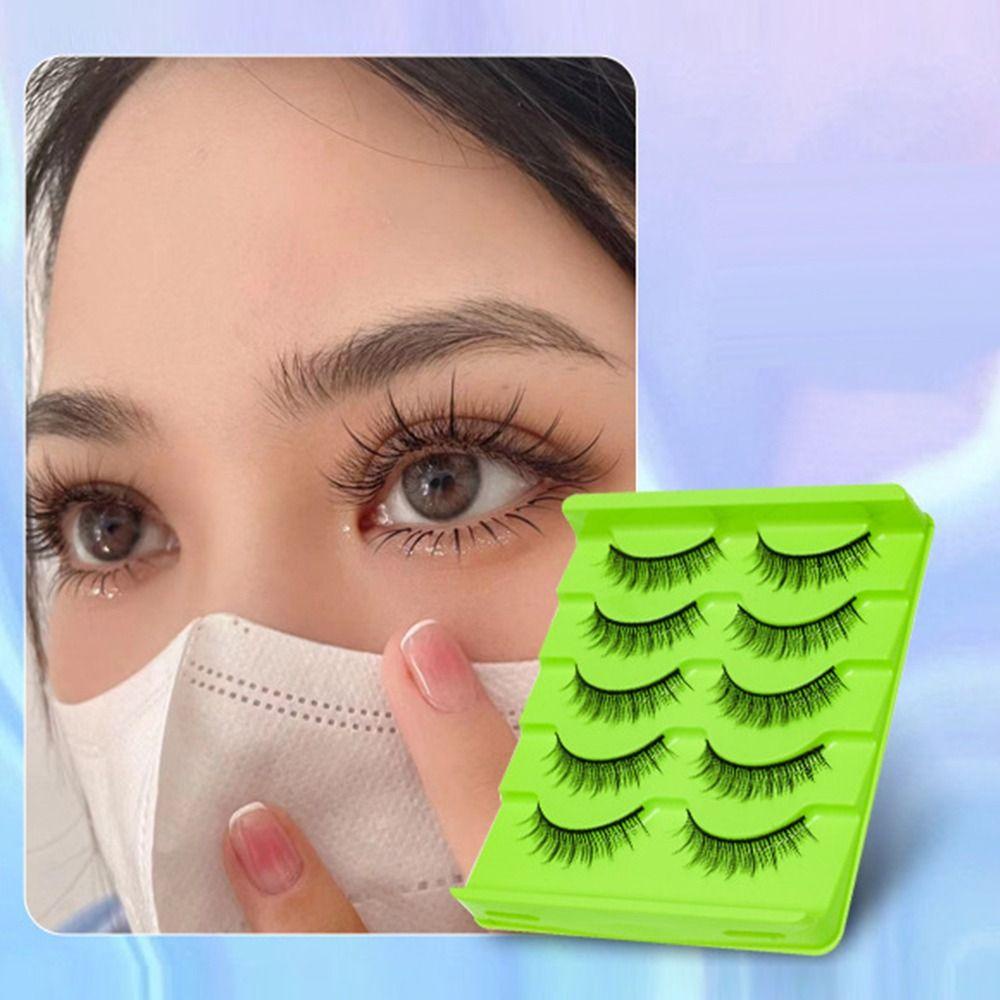 Bộ 1 5 / 7 Cặp Lông Mi Giả Hình Quả Xoài Phong Cách Nhật Bản Tự Nhiên Thời Trang Dành Cho Nữ