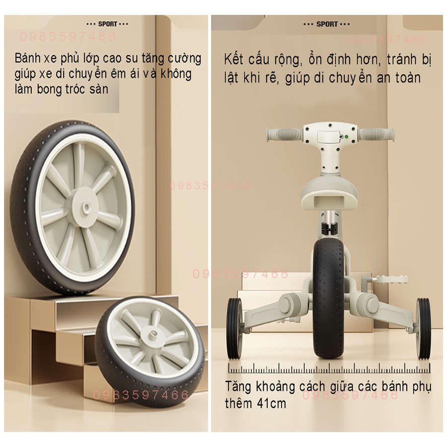 Xe chòi chân, xe thăng bằng đa năng 3in1-Xe đạp 3 bánh - có đèn nhạc cao cấp tải trọng 100kg, Obama Baby