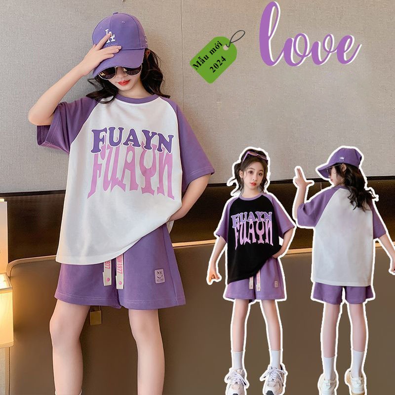 Bộ quần áo mùa hè bé gái 18-55kg từ 6-14 tuổi hình fuayn. Đồ bộ thời trang bé gái, sét đồ bé gái