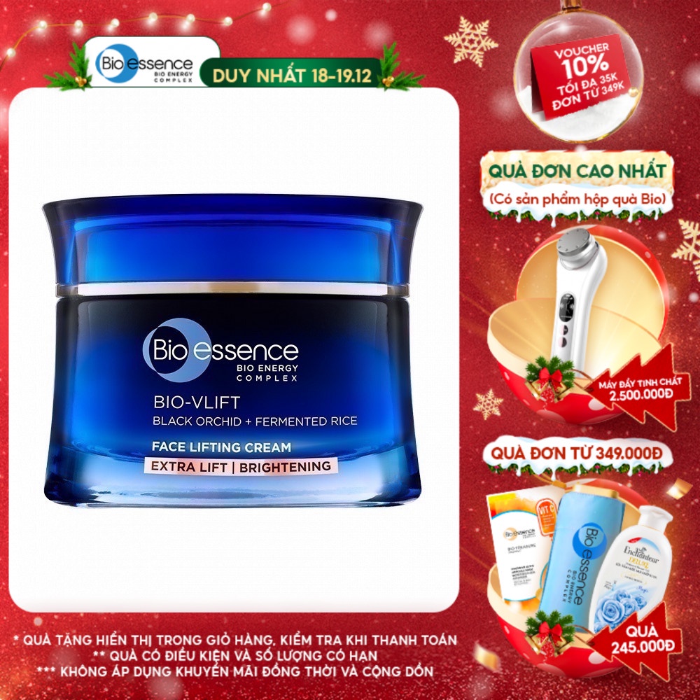 Kem nâng cơ mặt & dưỡng trắng Bio-Essence Bio-Vlift Brightening chiết xuất hoa phong lan đen và tinh chất gạo 45gr