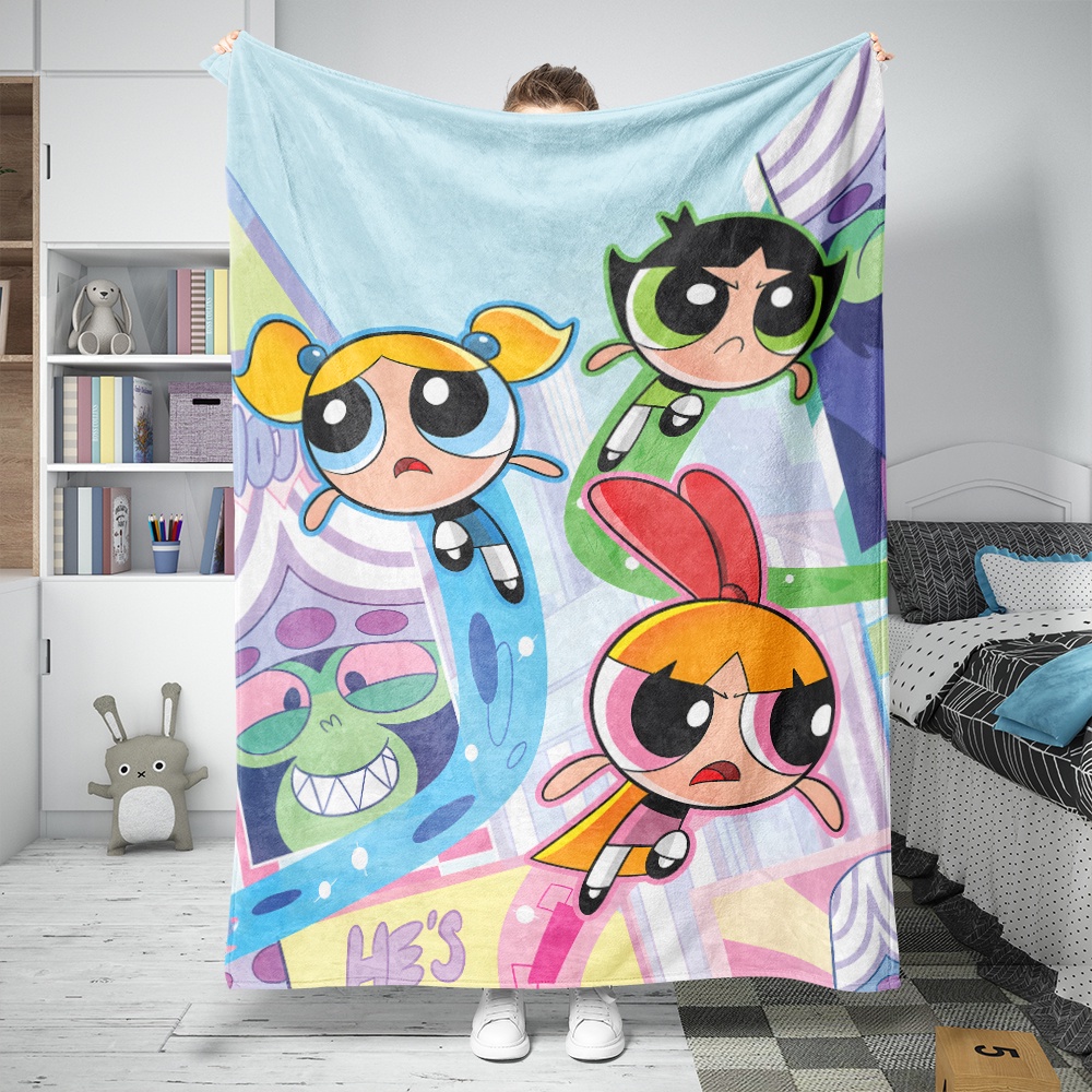 Hoạt Hình Chăn flannel Điều Hòa Không Khí In Hình powerpuff girls