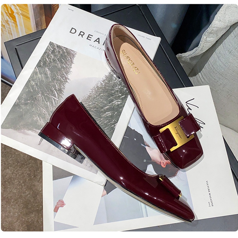 Giày Búp Bê Gót Thấp 2.5cm Mũi Vuông Bằng Cói Thời Trang Cho Nữ