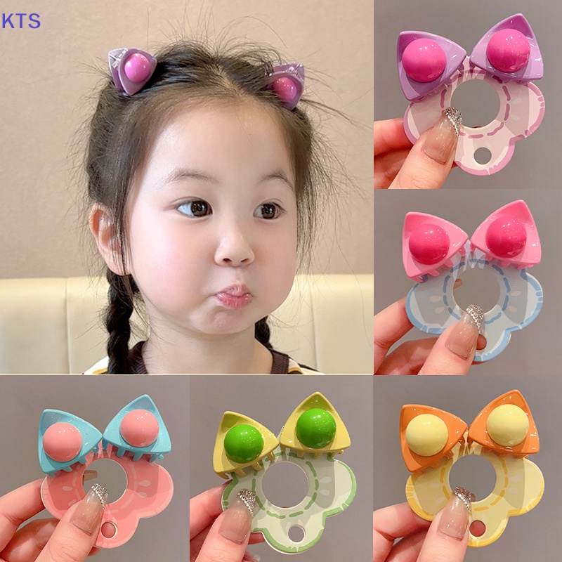 1 Cặp Kẹp Tóc Hình Tai Mèo Dễ Thương Cho Bé Gái