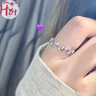 Nhẫn cặp đính đá pha lê tím phong cách vintage thời trang